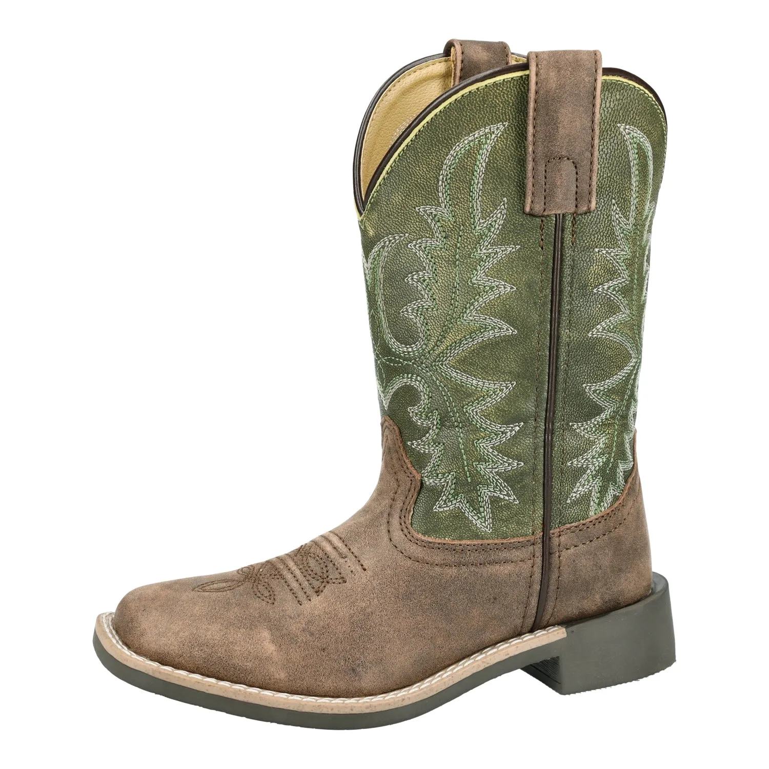 Smoky Mountain Boots Youth Unisex Harrison Brown/Green Leather Cowboy Boots