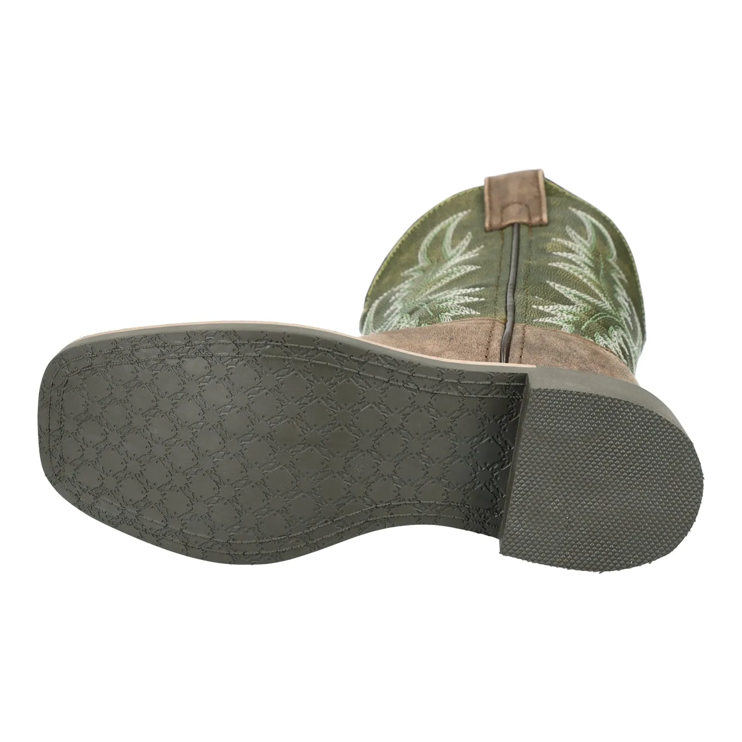 Smoky Mountain Boots Youth Unisex Harrison Brown/Green Leather Cowboy Boots
