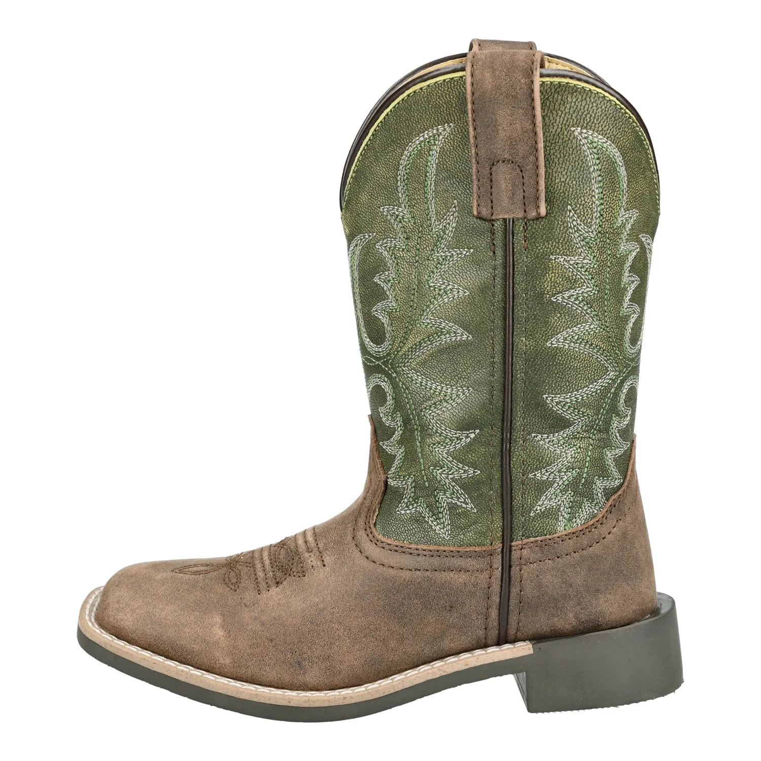 Smoky Mountain Boots Youth Unisex Harrison Brown/Green Leather Cowboy Boots