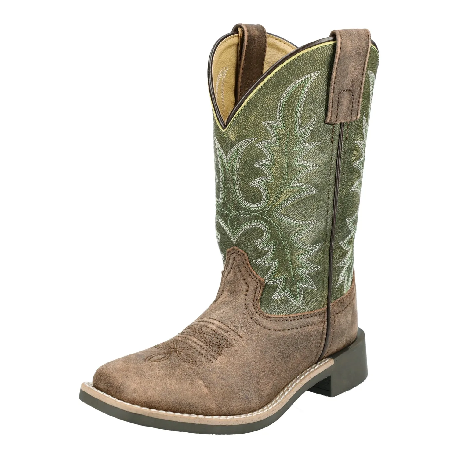 Smoky Mountain Boots Youth Unisex Harrison Brown/Green Leather Cowboy Boots