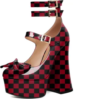 Soireelady Women's Platform Chunky Heels, Round Toe Mary Jane Pumps, Block High Heels with Ankle Strap, Dressy Shoes for Party, Wedding, Evening Sexy