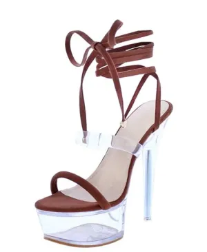 Solid Brown Clear Heels