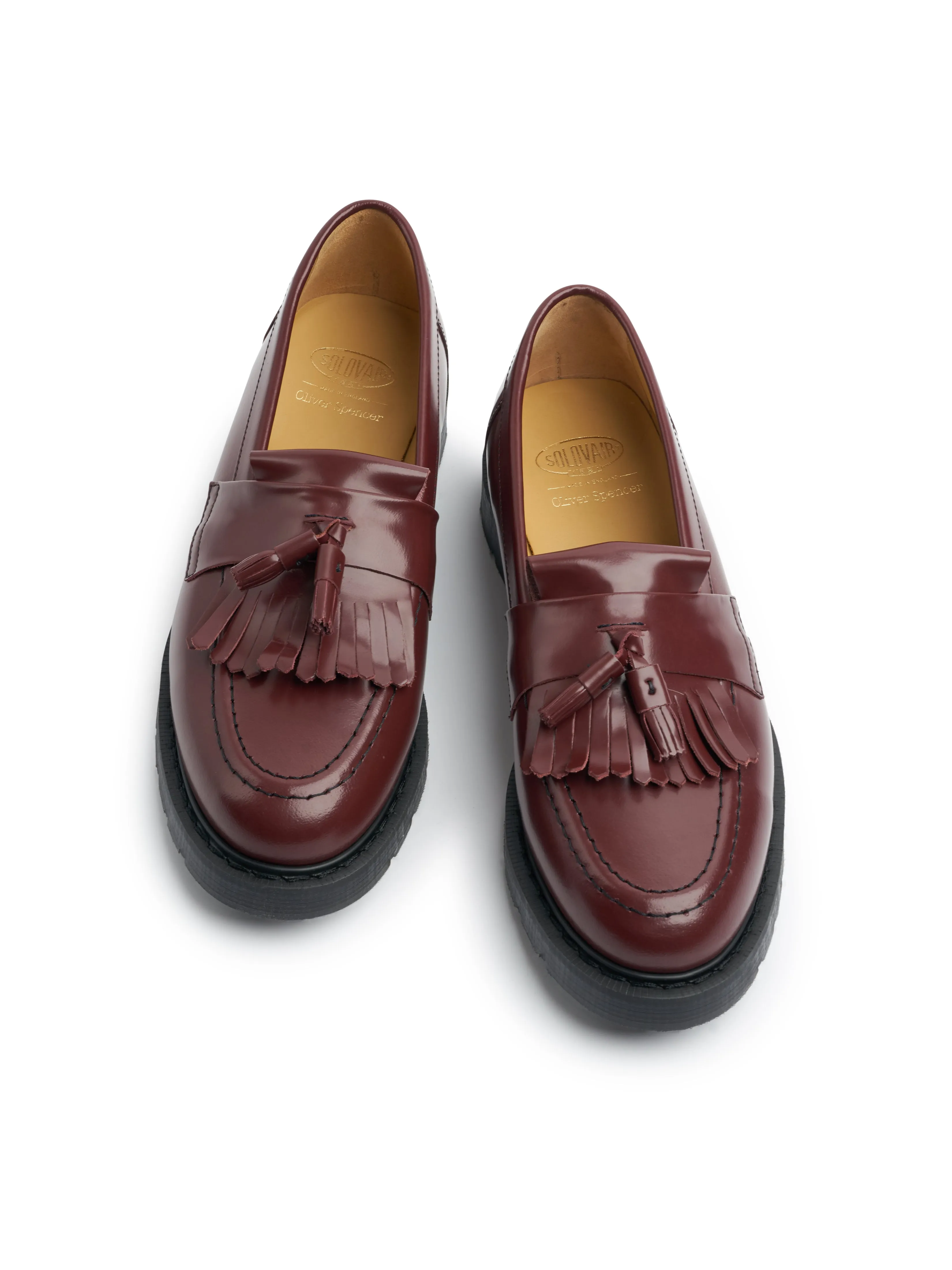 Solovair x Oliver Spencer Cherry Red Leather Tassel Loafer