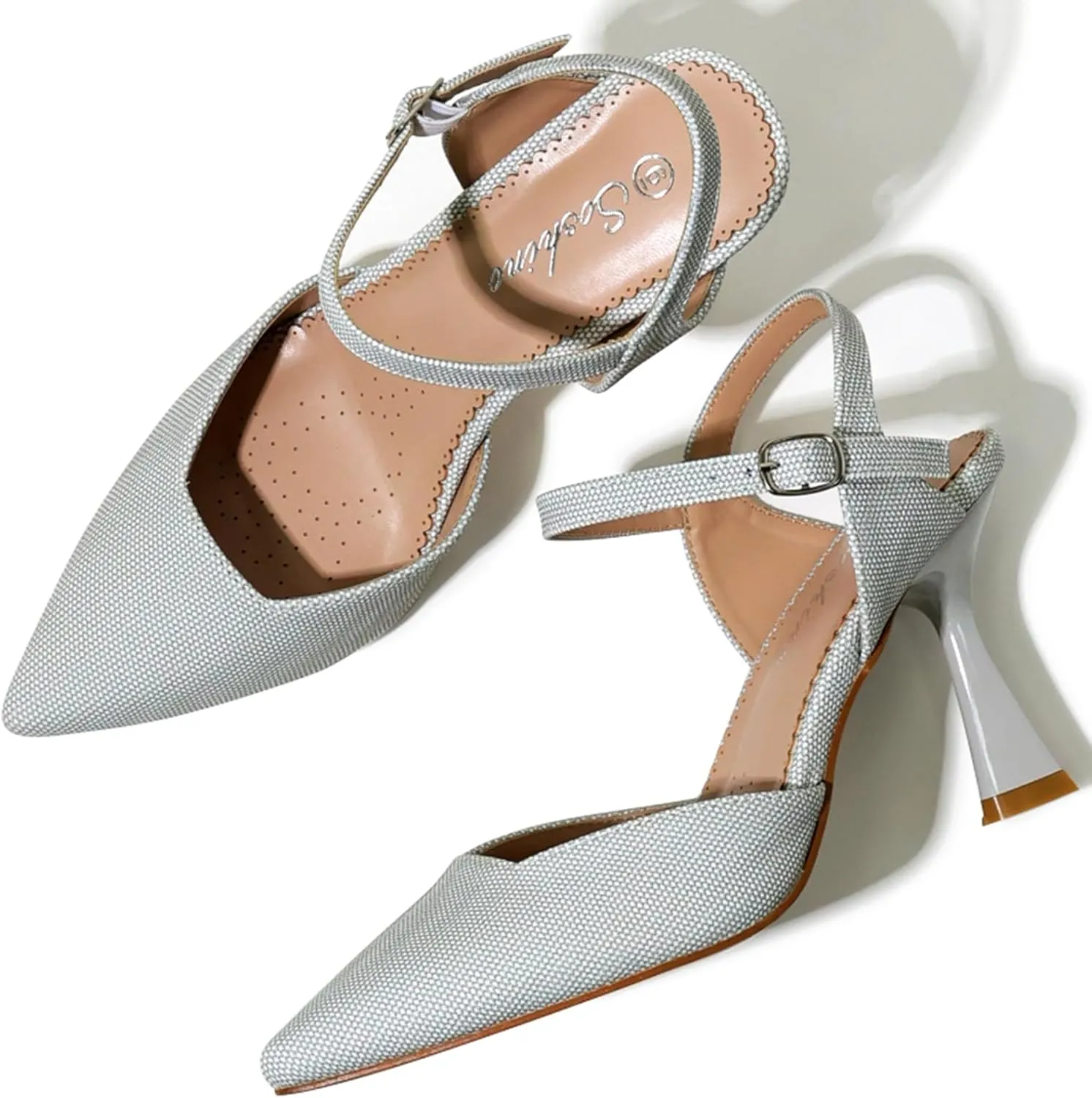Strappy Heels for Women Pointed Toe Comfortable Wedding, Party, Gathering Shoes
