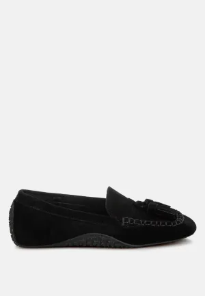 Suede Round Toe Tassel Loafers by RUW