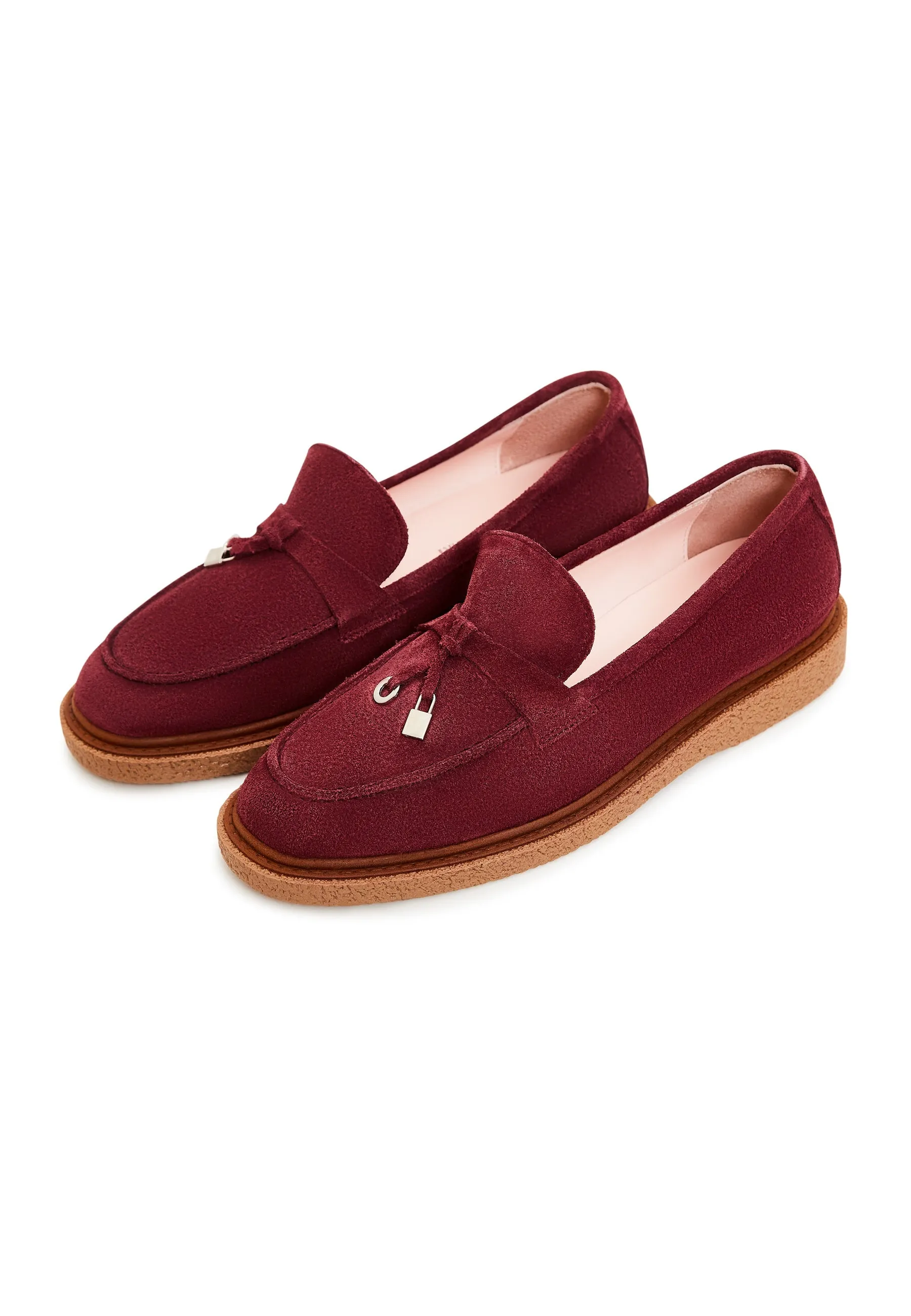 Suede Slip-On Loafers - Bordeaux