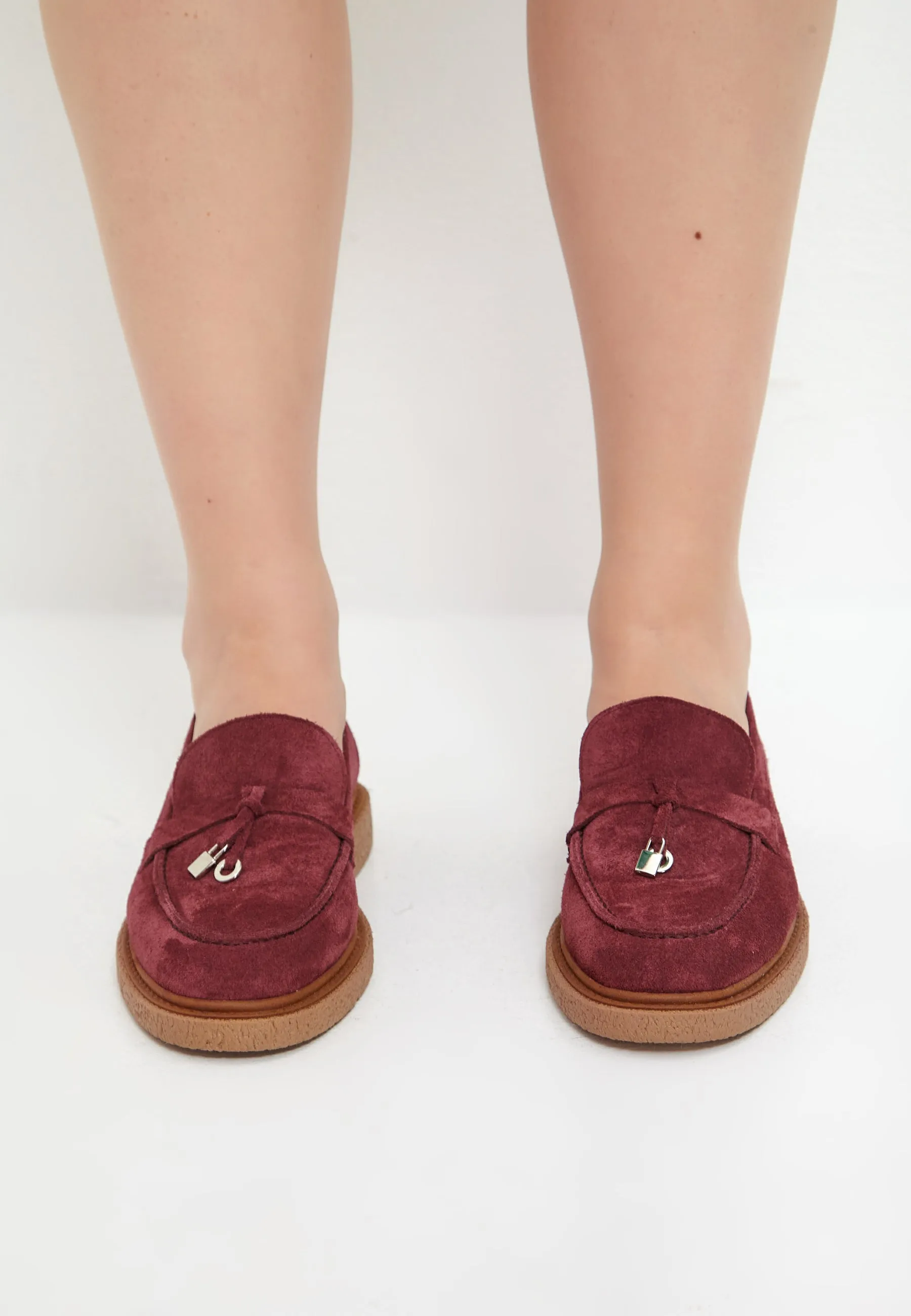 Suede Slip-On Loafers - Bordeaux