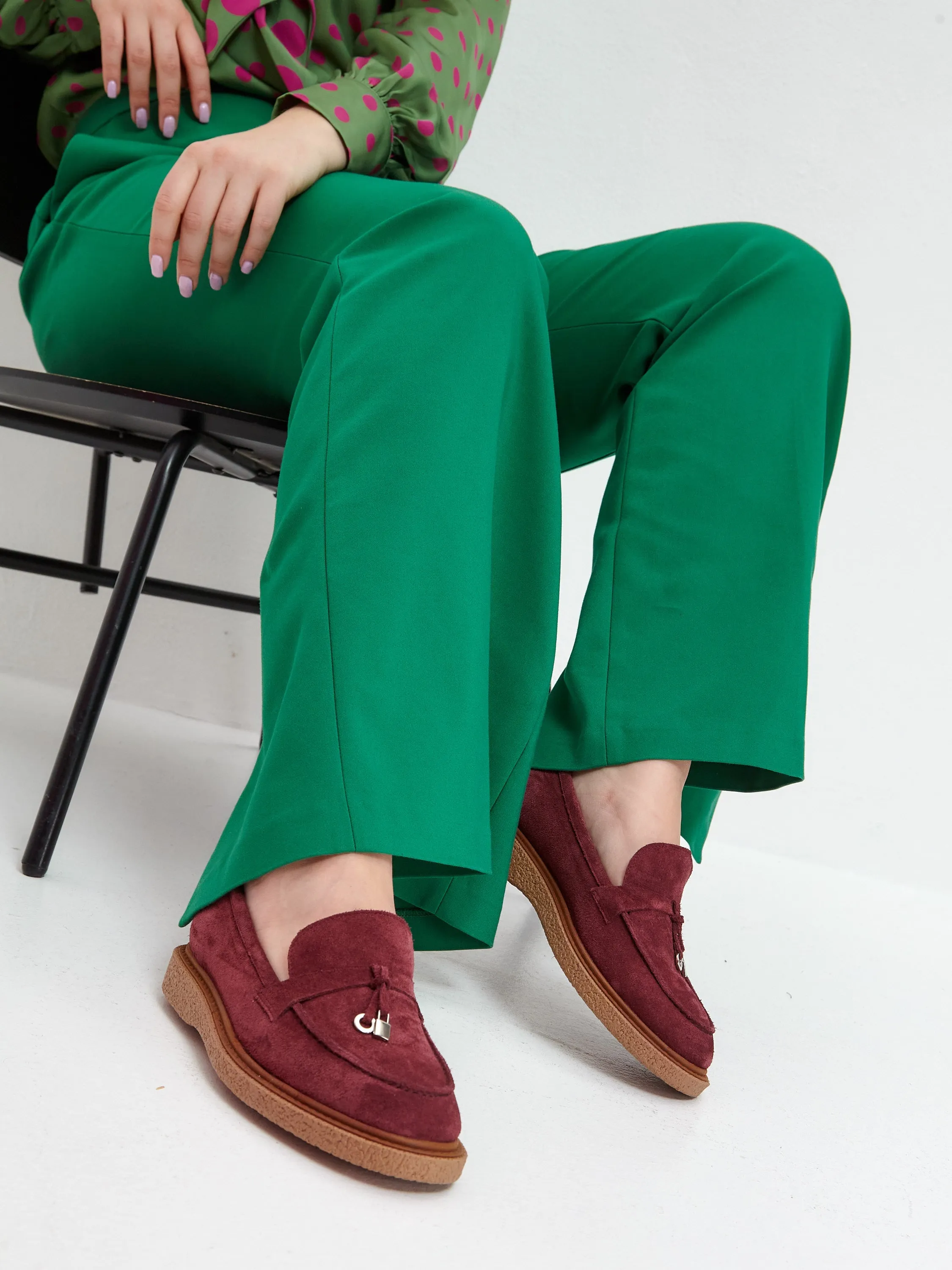 Suede Slip-On Loafers - Bordeaux