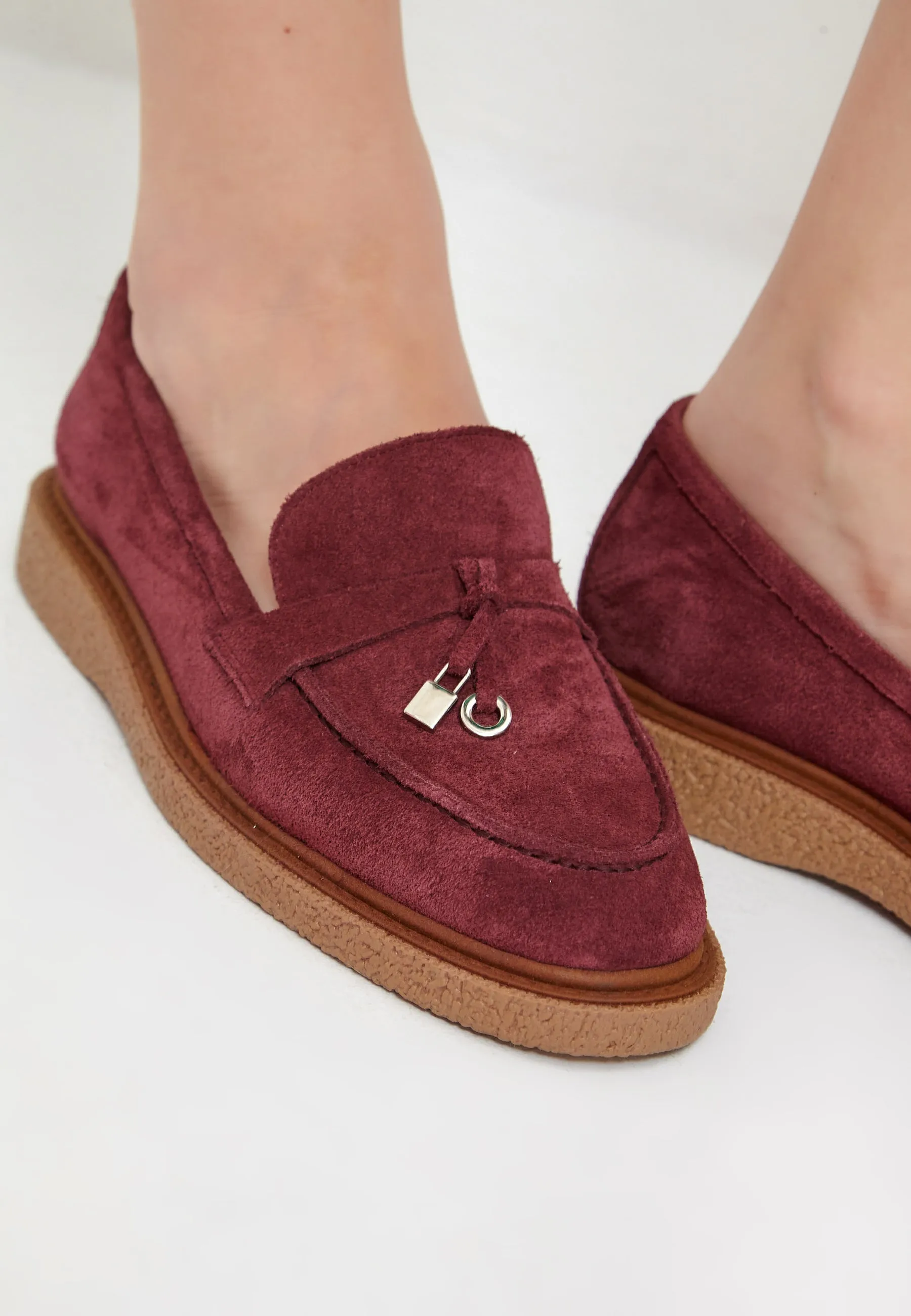 Suede Slip-On Loafers - Bordeaux