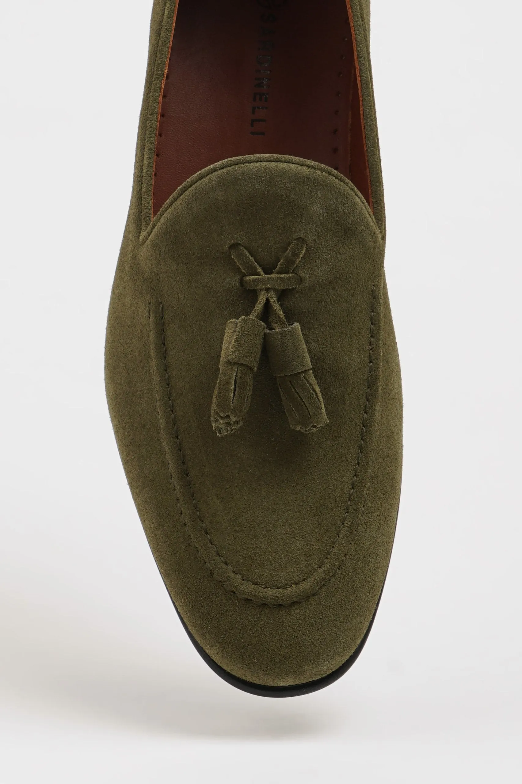 SUITHARBOR Khaki Suede Tassel Loafers for Men