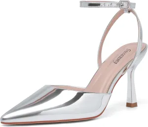 Susanny Heels for Women Stiletto Closed Pointed Toe Backless Dress Shoes High Heels Sexy Kitten Pumps Wedding Guest Party Dance Prom Dressy Comfort Shoes