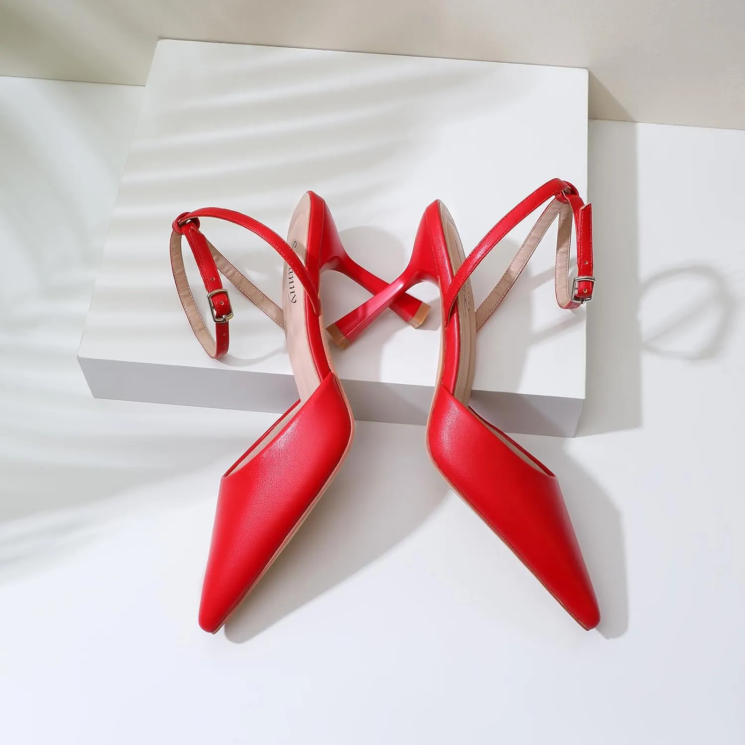 Susanny Heels for Women Stiletto Closed Pointed Toe Backless Dress Shoes High Heels Sexy Kitten Pumps Wedding Guest Party Dance Prom Dressy Comfort Shoes