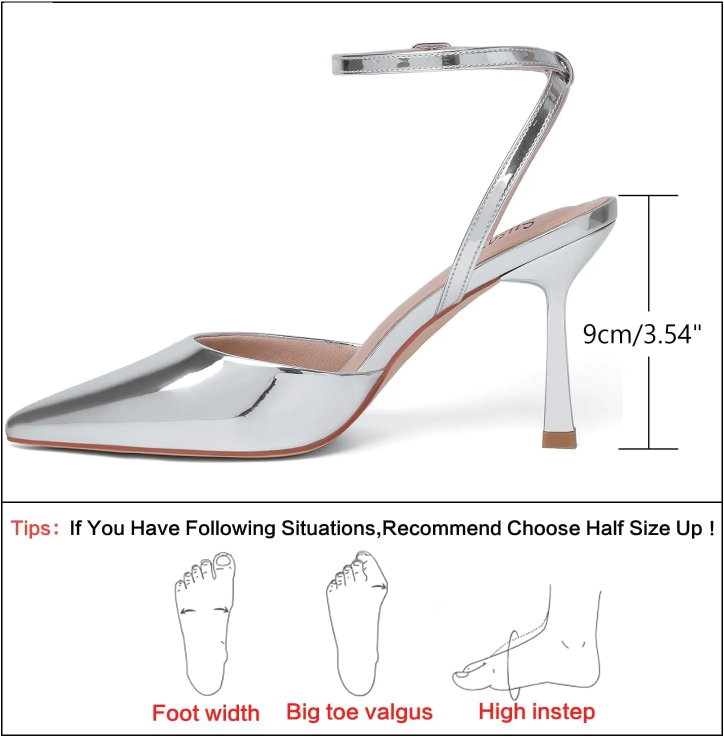 Susanny Heels for Women Stiletto Closed Pointed Toe Backless Dress Shoes High Heels Sexy Kitten Pumps Wedding Guest Party Dance Prom Dressy Comfort Shoes