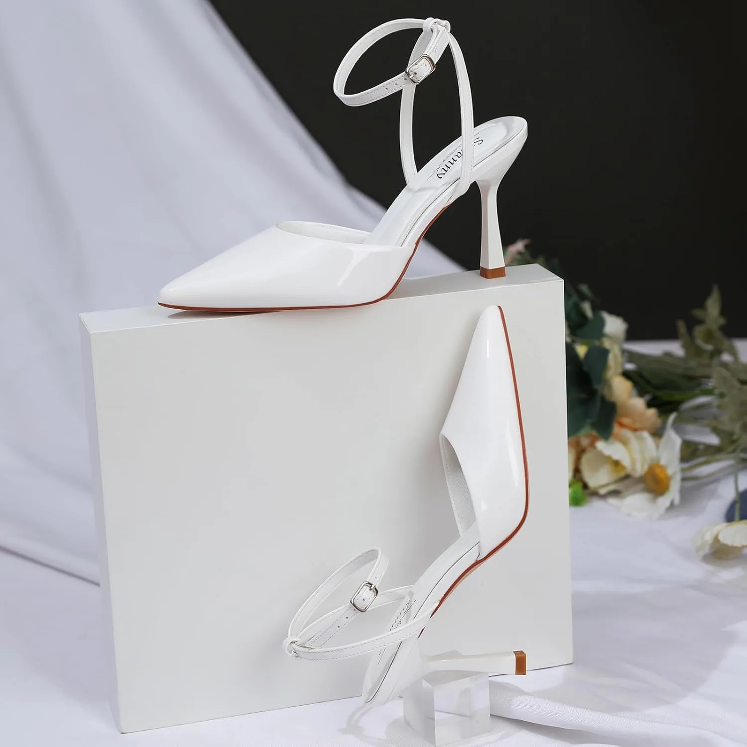 Susanny Heels for Women Stiletto Closed Pointed Toe Backless Dress Shoes High Heels Sexy Kitten Pumps Wedding Guest Party Dance Prom Dressy Comfort Shoes