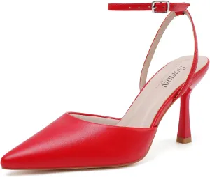 Susanny Heels for Women Stiletto Closed Pointed Toe Backless Dress Shoes High Heels Sexy Kitten Pumps Wedding Guest Party Dance Prom Dressy Comfort Shoes