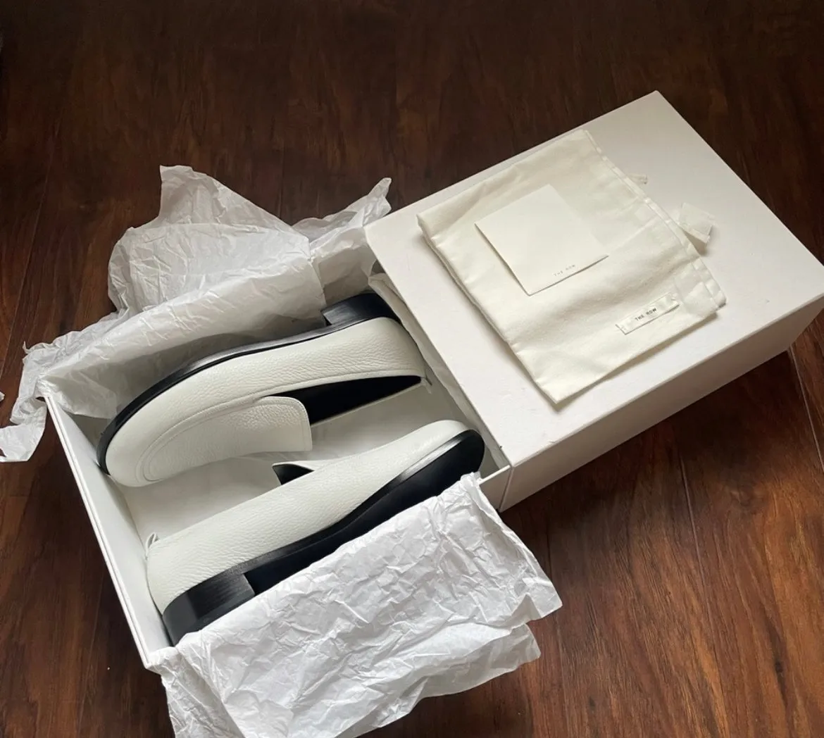 The Row White Penny Loafers