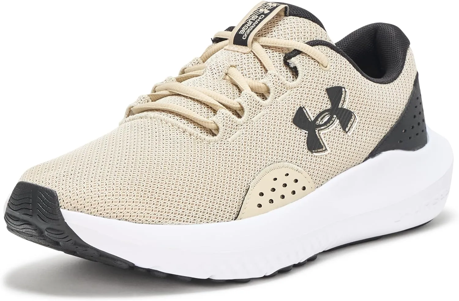 Under Armour Men's Charged Surge 4 Sneaker, Khaki Base/Black/Black, 10.5