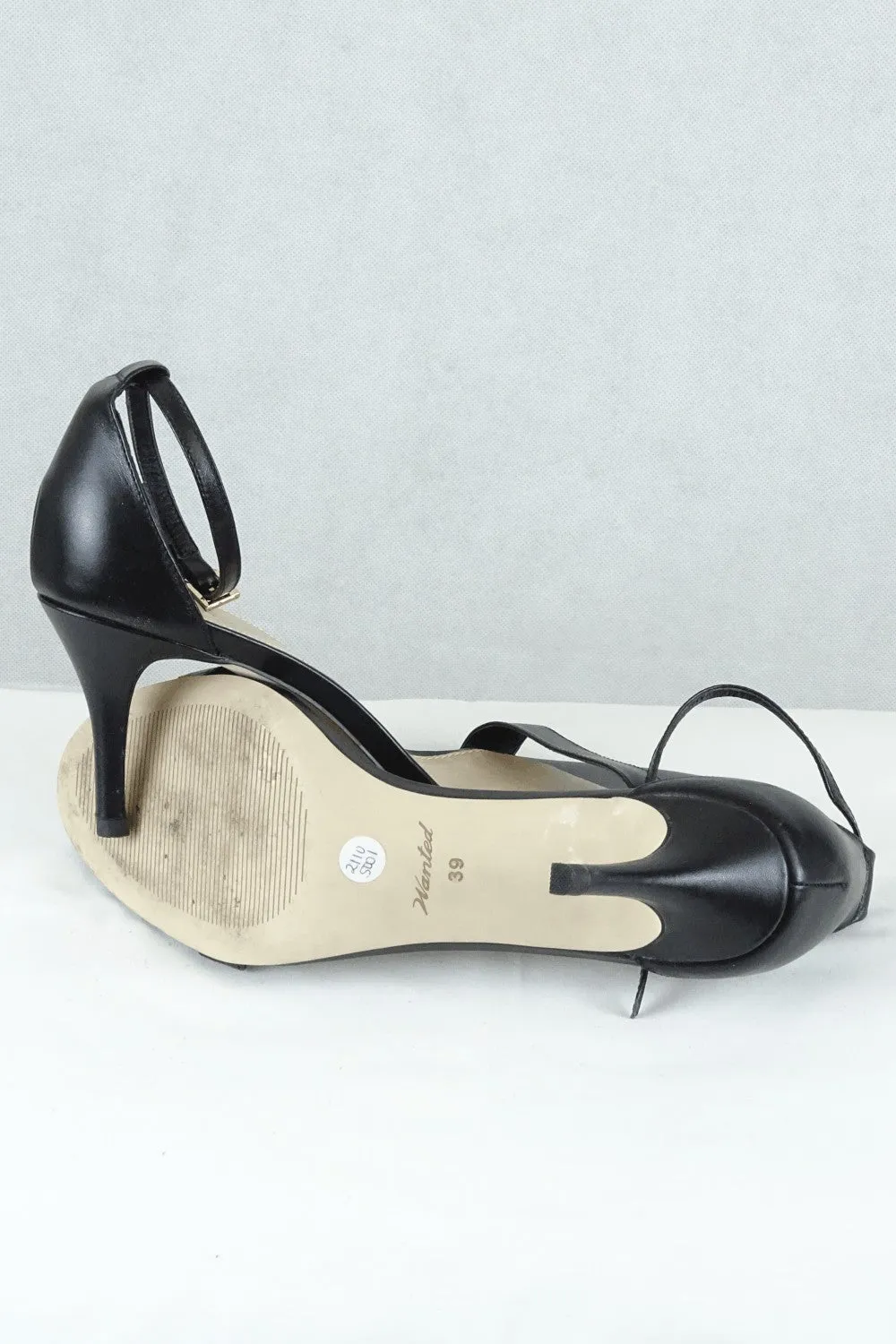 Wanted Black Strappy Heels 9 AU