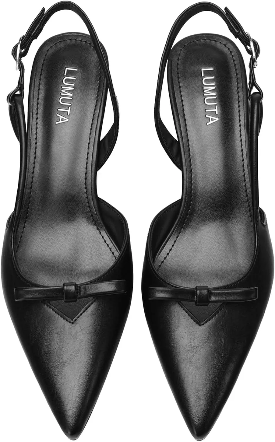 Women's Bow Slingback Kitten Heels Closed Pointed Toe Pumps Low Heel with Buckle Heels Dress Shoes for Dating Party Working