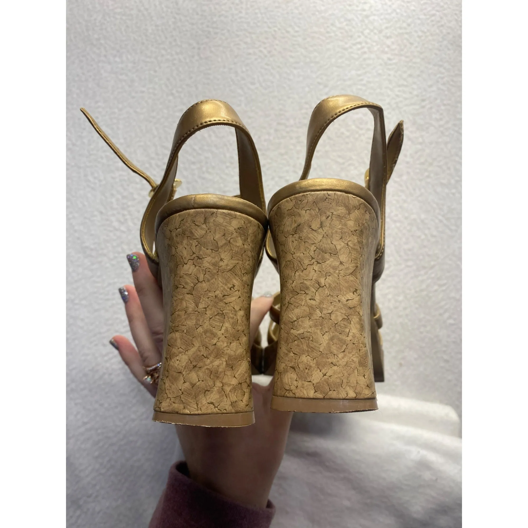 Women’s High Light Gold 3.5 Inch Heel #5446