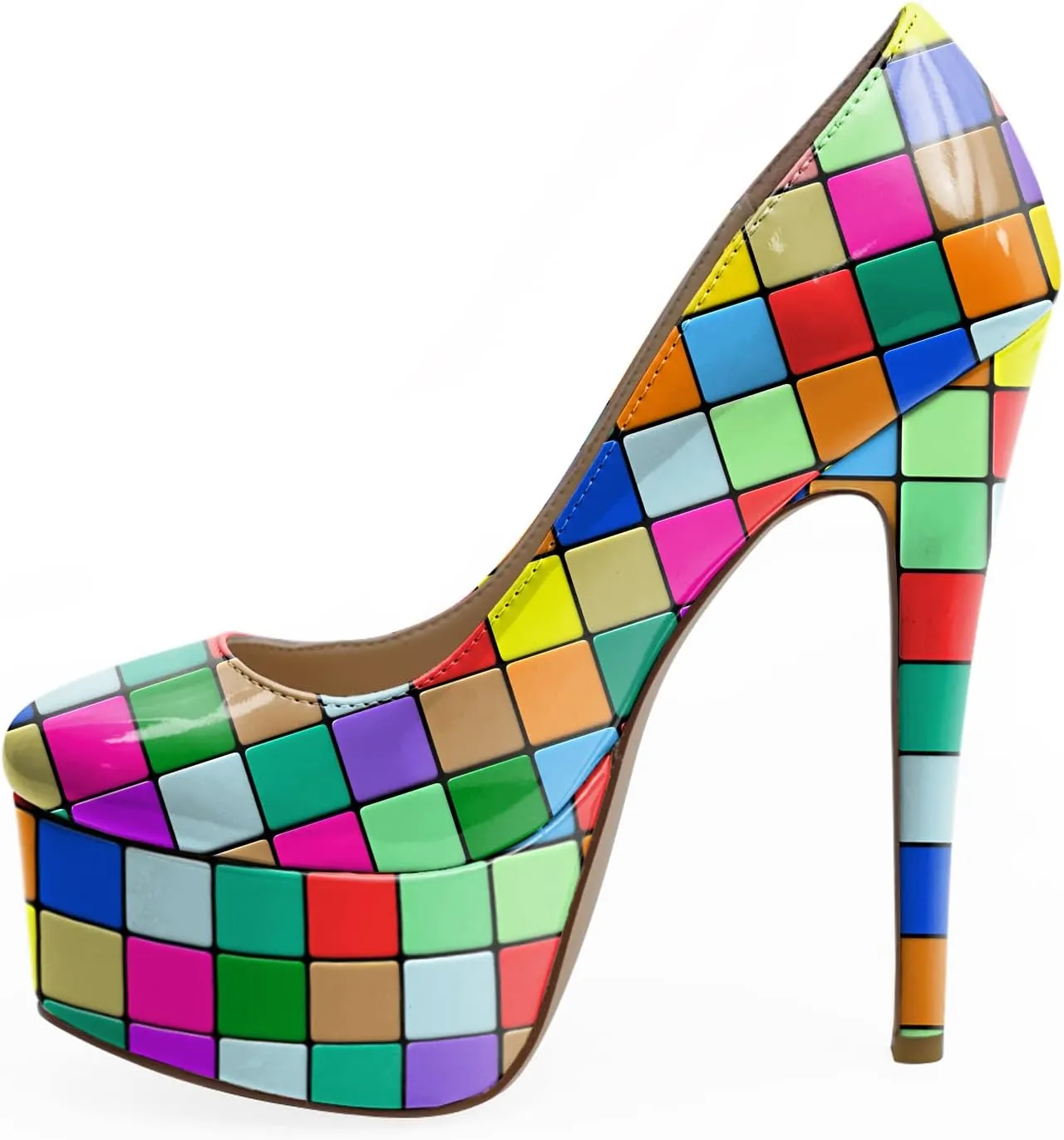 Womens High Stiletto Heels Multicolor Floral Printed Closed Toe Sexy Platform Pumps Shoes