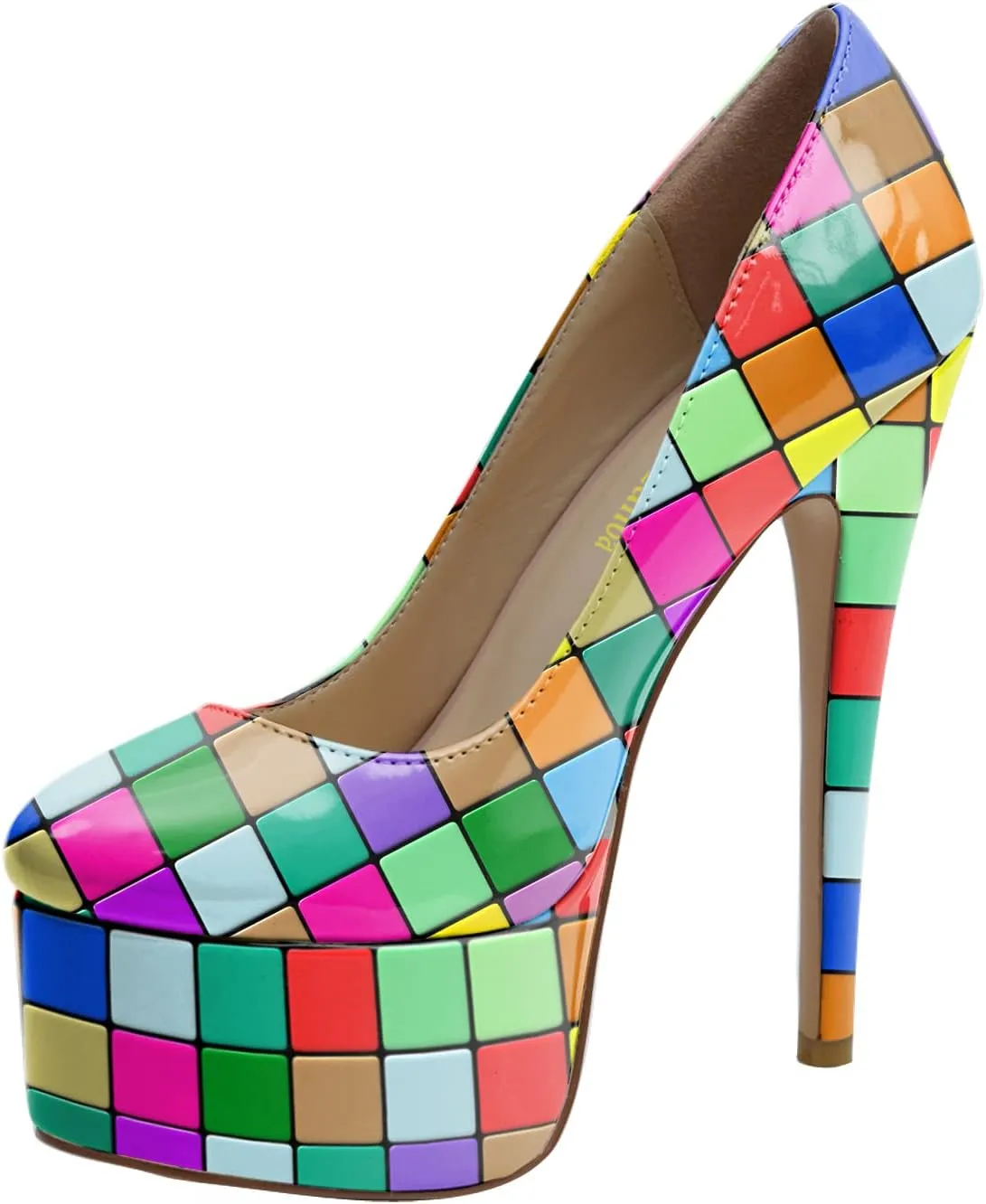 Womens High Stiletto Heels Multicolor Floral Printed Closed Toe Sexy Platform Pumps Shoes