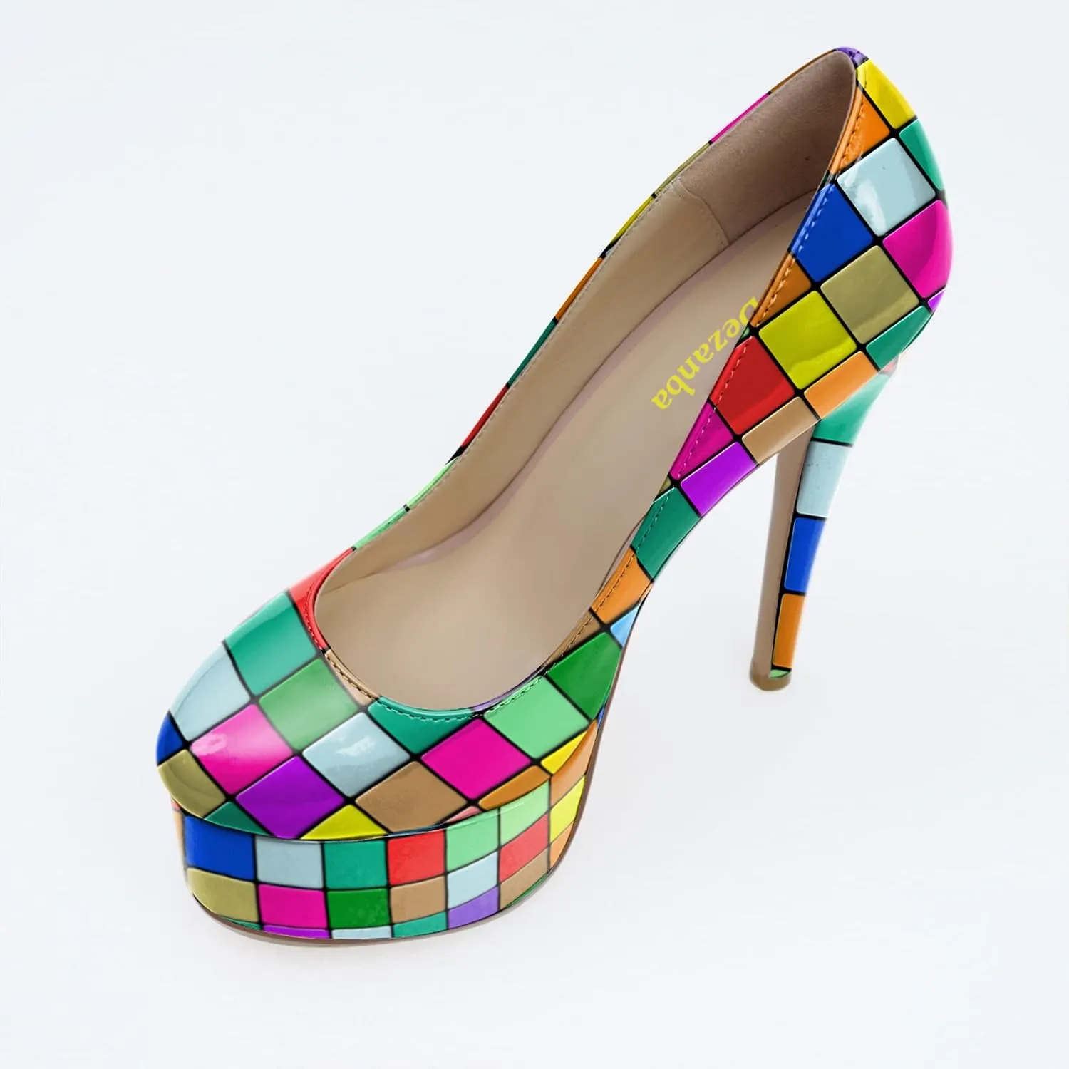 Womens High Stiletto Heels Multicolor Floral Printed Closed Toe Sexy Platform Pumps Shoes