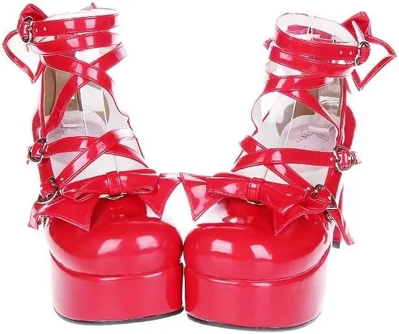 Women's Lolita Party Shoes Criss Cross Strappy High Heels Platform Pumps