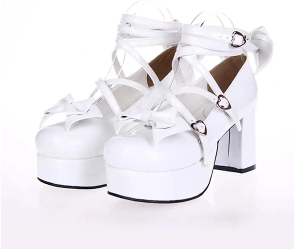 Women's Lolita Party Shoes Criss Cross Strappy High Heels Platform Pumps