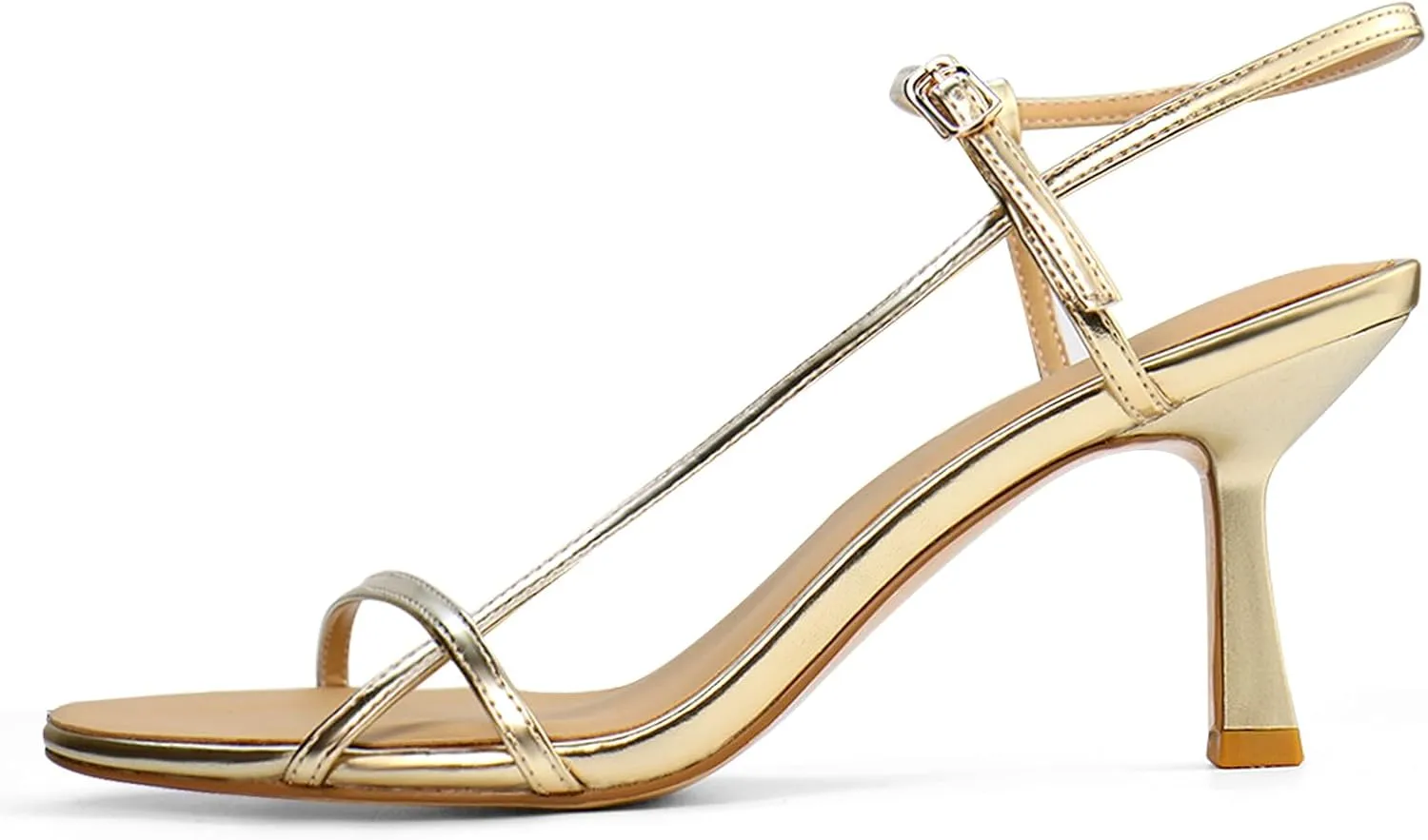 Women’s Sandals Kitten Heels Open Round Toe Thin Ankle Strap Adjustable Buckle Slingback Stiletto Heels Dressy Wedding Shoes