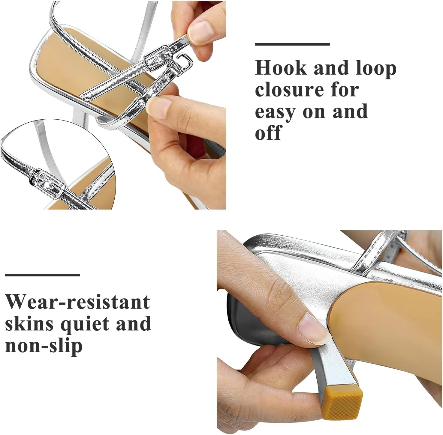 Women’s Sandals Kitten Heels Open Round Toe Thin Ankle Strap Adjustable Buckle Slingback Stiletto Heels Dressy Wedding Shoes