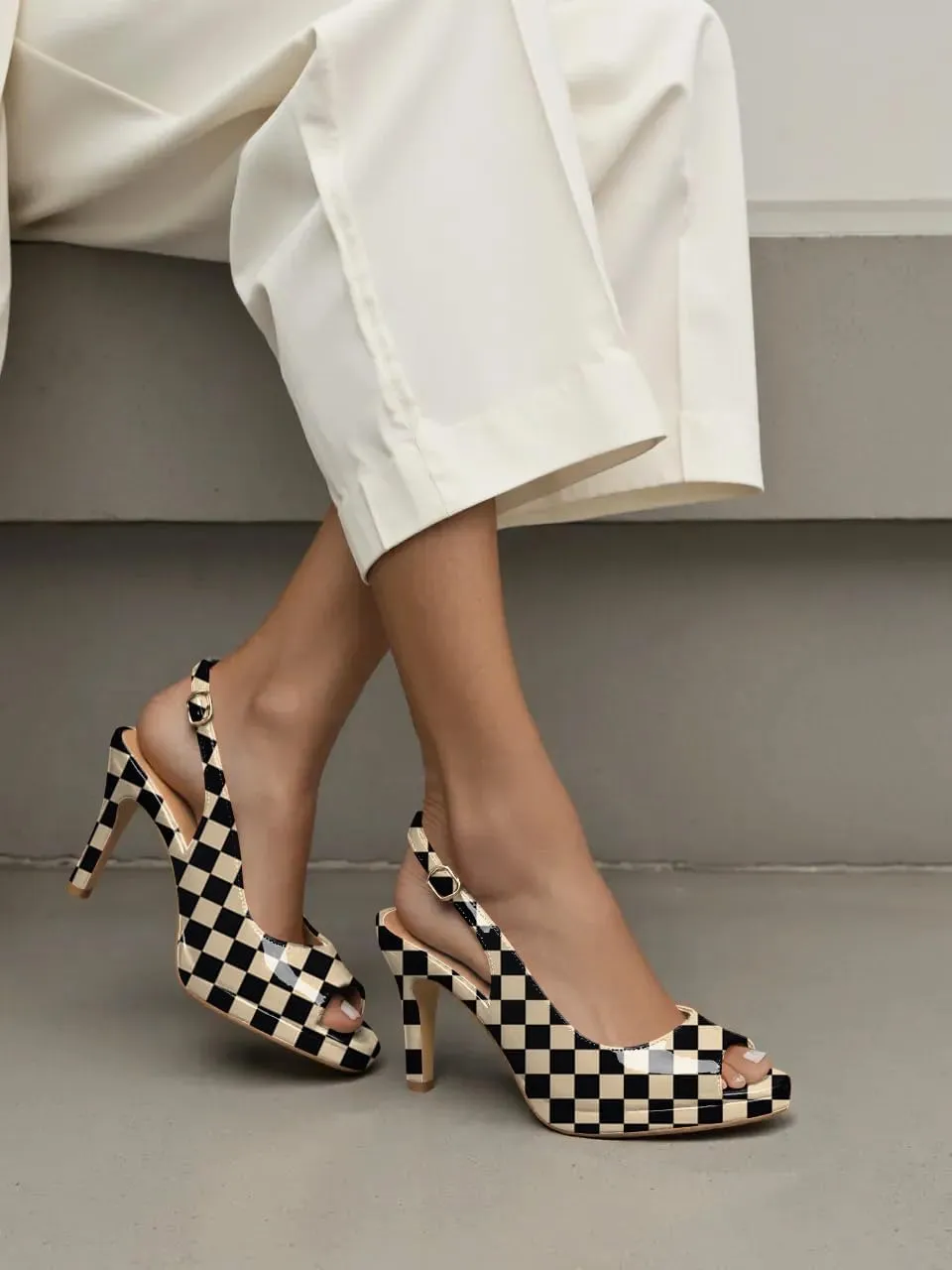 Women's Stiletto High Heel Pumps Peep Toe Pumps for Women Platform Heels Slingback Heels Sexy Dance Pumps 3.5 Inch Heels