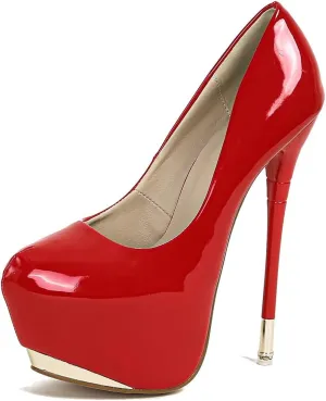 Women's Stiletto High Heels Shoes PU Material Shallow Mouth Shape Platform Slip On Pumps Perfect for a Night Out and a Catwalk