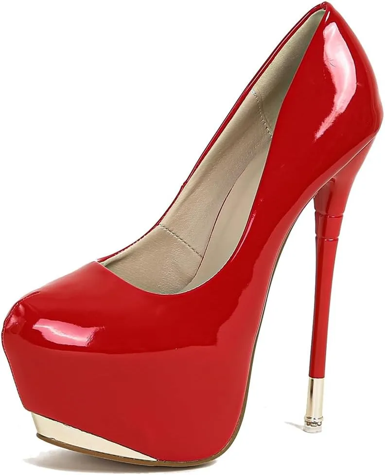 Women's Stiletto High Heels Shoes PU Material Shallow Mouth Shape Platform Slip On Pumps Perfect for a Night Out and a Catwalk