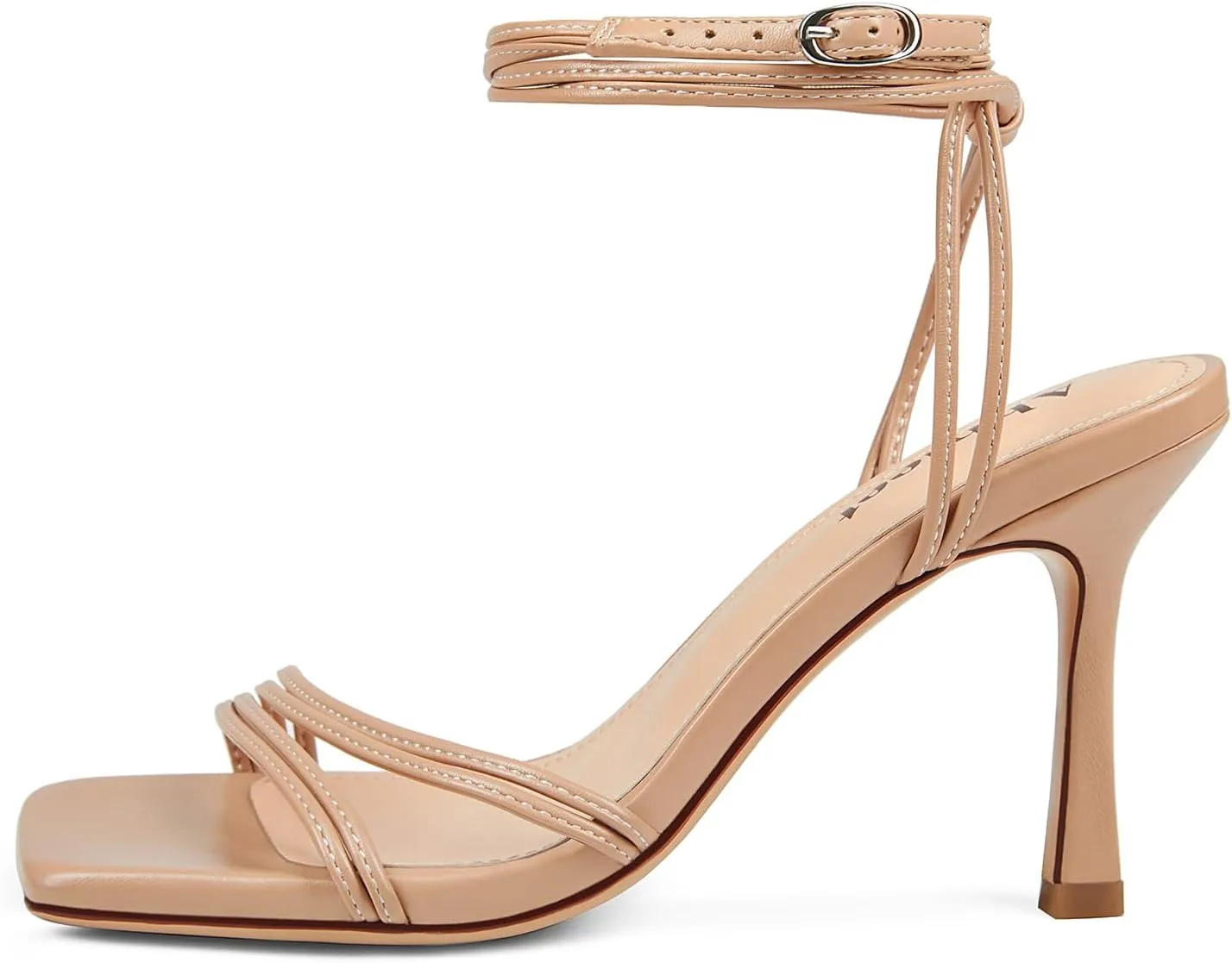 Women's Strappy High Heels Square Open Toe Stilettos Heeled Sandals with Ankle Strap for Prom Party Daily Wedding Wear