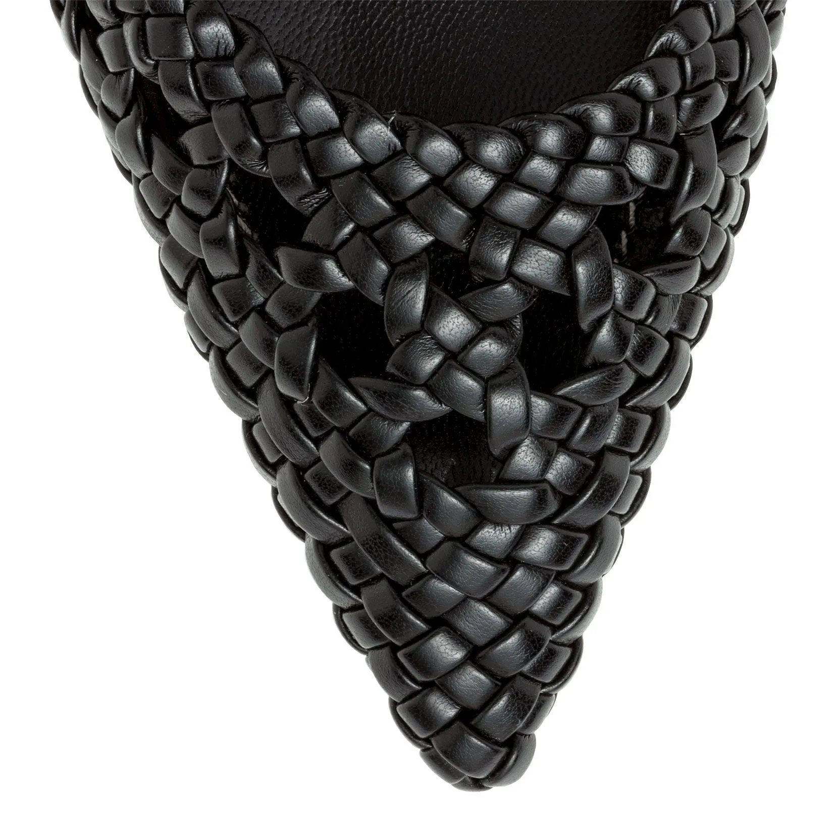 Woven Grommet block heel mules