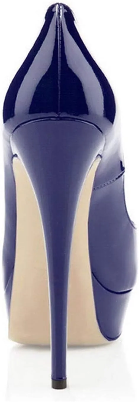 YODEKS High Heel Platform Pumps Women's Peep Toe 5.9 inch Stiletto Slip On Party Heeled Pumps Sandals Patent Leather Wedding Dress Shoes