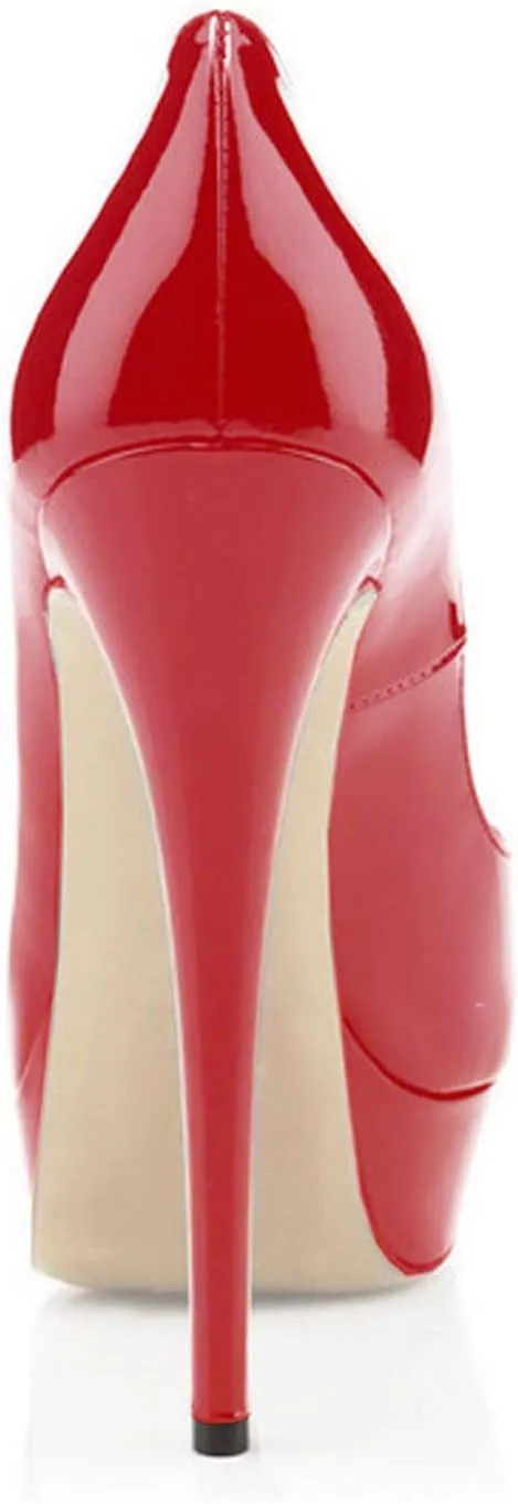 YODEKS High Heel Platform Pumps Women's Peep Toe 5.9 inch Stiletto Slip On Party Heeled Pumps Sandals Patent Leather Wedding Dress Shoes